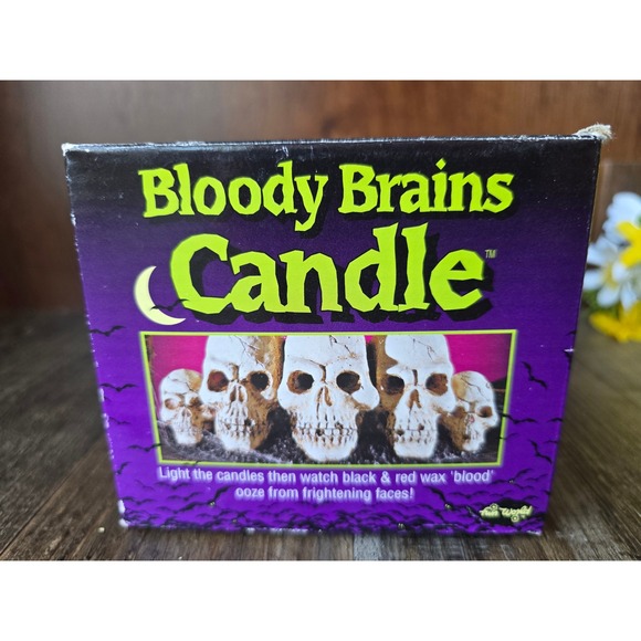 NIB Vintage Bloody Brains Candle Halloween Decor Skulls 90s‎ Oozing Horror New - Picture 4 of 9